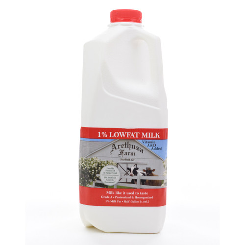 ARETHUSA FARM DAIRY 1% Low-Fat Milk 0.5gal.