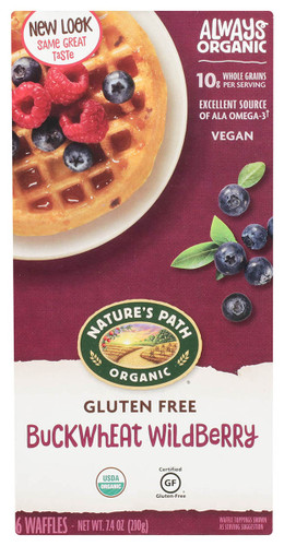 NATURE'S PATH Organic Gluten-Free Waffles, Buckwheat Wildberry