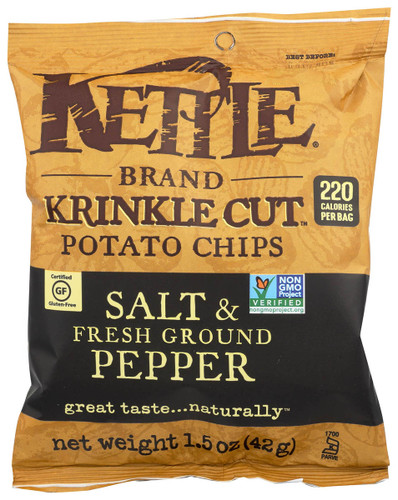 KETTLE Krinkle Cut Potato Chips, Salt & Pepper 1.5oz.