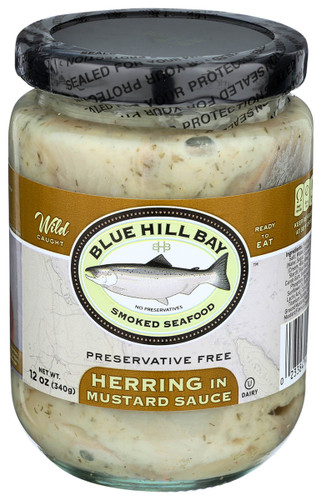 WILD CAUGHT IN THE PRISTINE WATERS OF ICELAND, THIS PRESERVATIVE FREE PICKLED HERRING IS MARINATED WITH SELECT INGREDIENTS AND BLENDED WITH DIJON MUSTARD TO CREATE THE PERFECT BALANCE BETWEEN FLAVOR AND TEXTURE.
INGREDIENTS: HERRING, (VINEGAR, SUGAR, SALT), WATER, BROWN SUGAR, CREAM (WATER, SUGAR, FRUCTOSE, SOUR CREAM (CREAM, MILK, WHEY, MODIFIED CORN STARCH, GUAR GUM, CARRAGEENAN, CAROB GUM, SODIUM CITRATE, DISODIUM PHOSPHATE, BACTERIAL CULTURE), SUNFLOWER OIL, BUTTER MILK POWDER, LACTIC ACID, CITRIC ACID, ACETIC ACID), TITANIUM DIOXIDE, XANTHAN GUM), GROUND MUSTARD, NATURAL HONEY DIJON MUSTARD FLAVOR, CANOLA OIL, DILL WEED.
CONTAINS MILK, MAY CONTAIN BONES
OTHER NUTRITIONAL FACTS: OMEGA-3 FATTY ACIDS, ZERO TRANS FAT, GLUTEN FREE