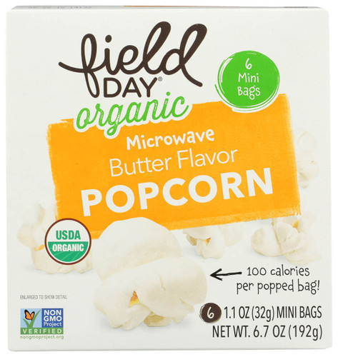 FIELD DAY Organic Microwave Popcorn Butter 100 Calories