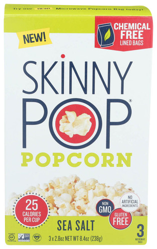 SKINNY POP Microware Popcorn Sea Salt 3ct