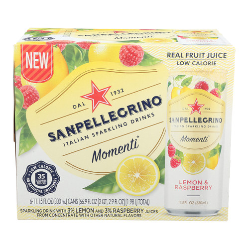 SAN PELLEGRINO Sparkling Lemon & Rasperry Water 6 X 11.15 OZ