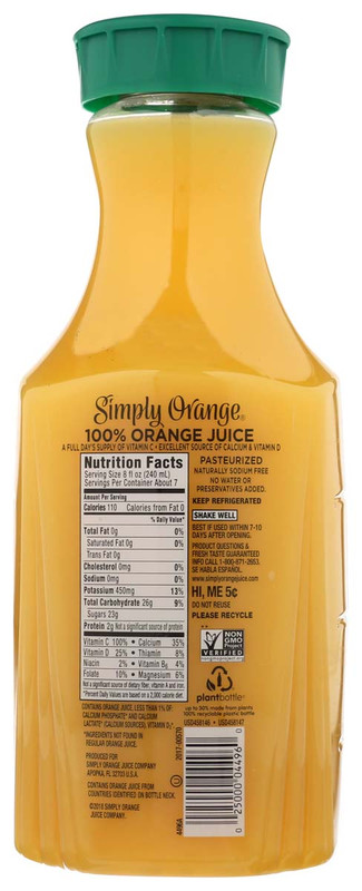 Simply light orange juice nutrition facts