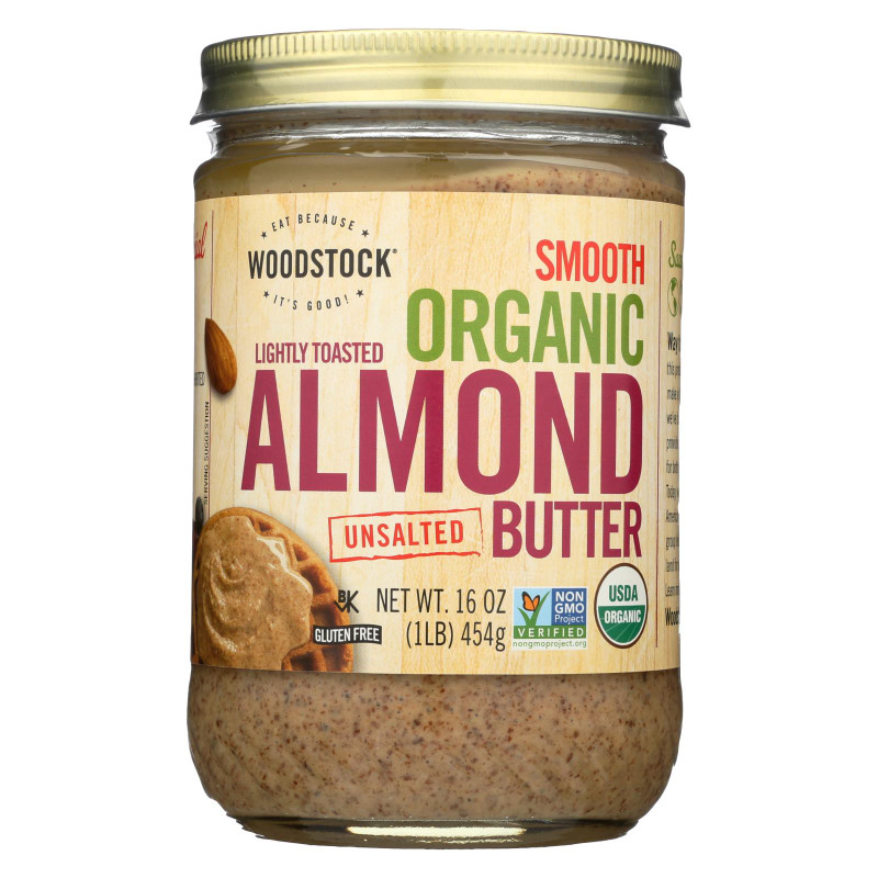 WOODSTOCK Smooth Organic Unsalted Lightly Toasted Almond Butter