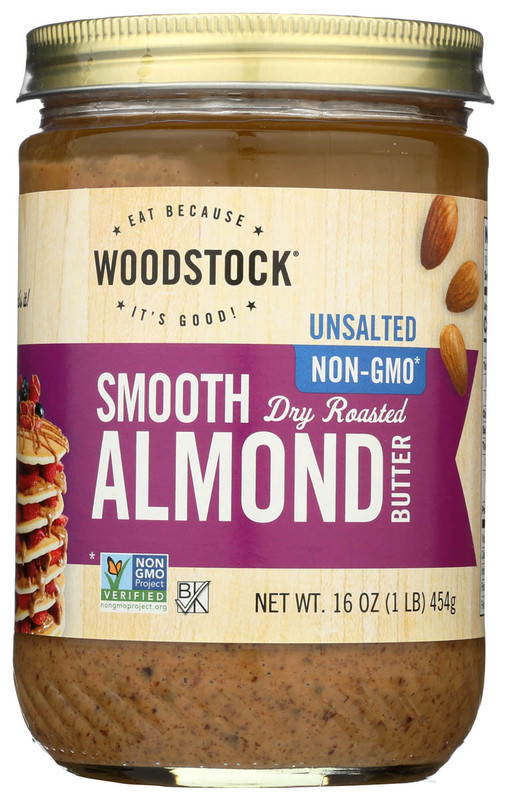 WOODSTOCK Non-GMO Unsalted Smooth Dry Roasted Almond Butter