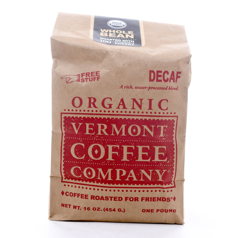 VERMONT COFFEE COMPANY Whole Bean Coffee Decaf Organic