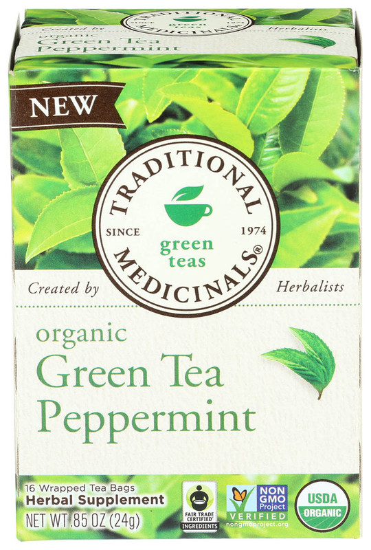 TRADITIONAL MEDICINALS  Green Peppermint Tea Organic 16ct