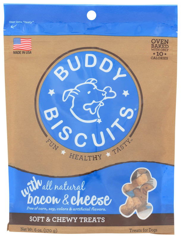 BUDDY BISCUITS All-Natural Soft & Chewy Dog Treat with Bacon & Cheese