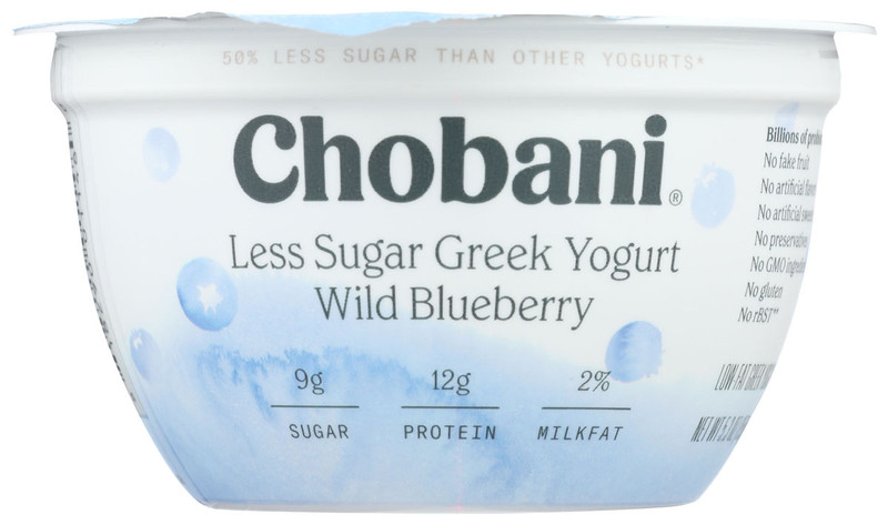 CHOBANI Less Sugar Greek Yogurt, Wild Blueberry