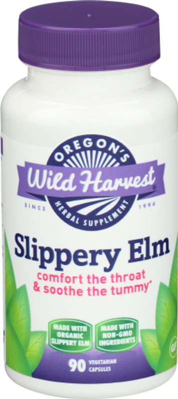 OREGON'S WILD HARVEST Organic Slippery Elm Comfort The Throat & Soothe The Tummy, 90 capsules