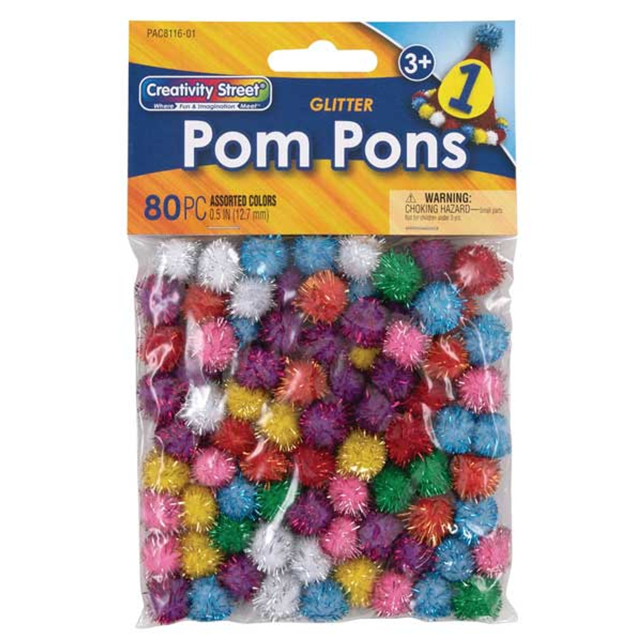 Assorted Glitter Pom Pon - Shields Childcare Supplies