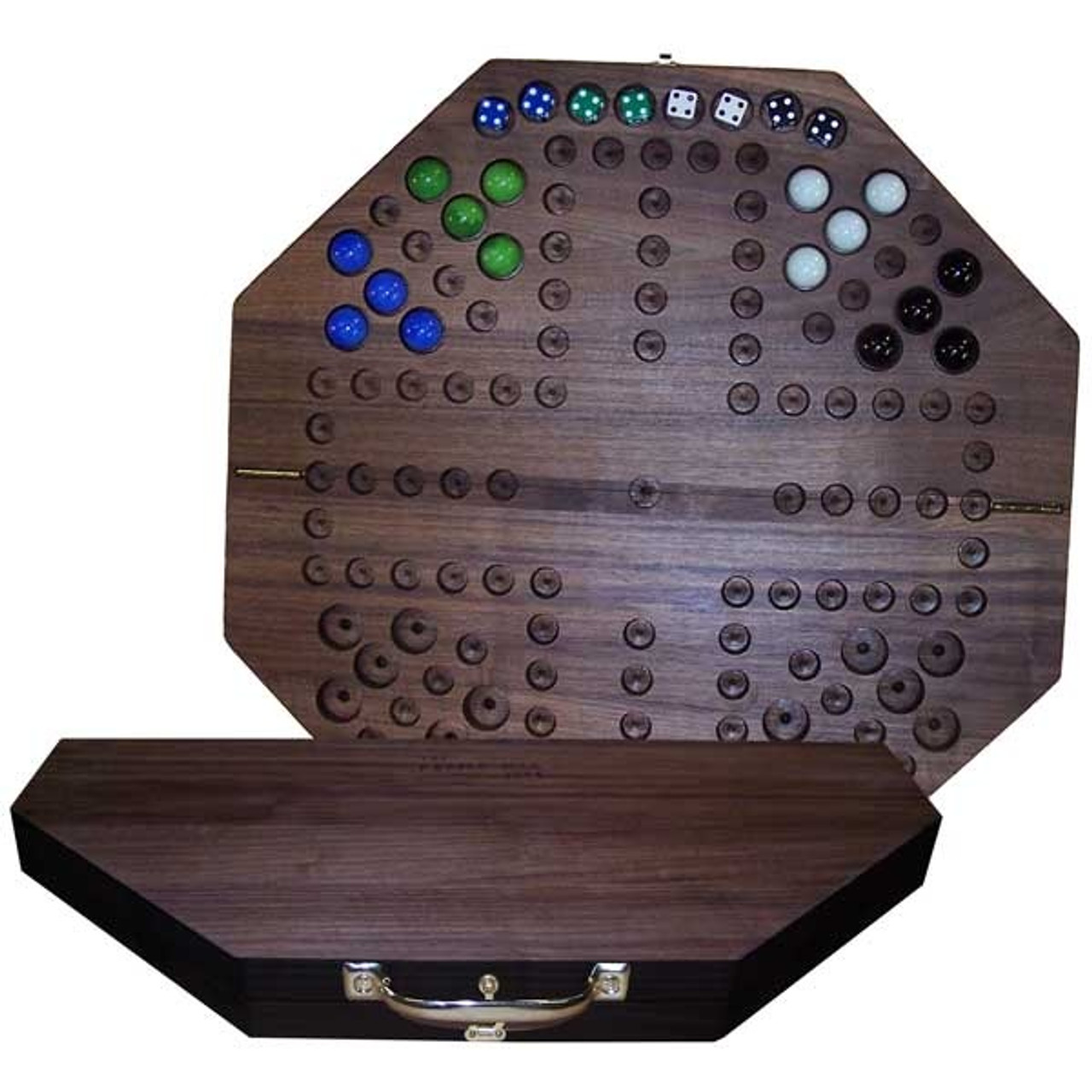 Aggravation FoldUp Game Board (4 player/6 hole) Black Walnut Shields Childcare Supplies