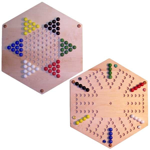 2 Games in 1 Aggravation(6 player/6 hole) & Chinese Checkers Hard Maple -  Shields Childcare Supplies