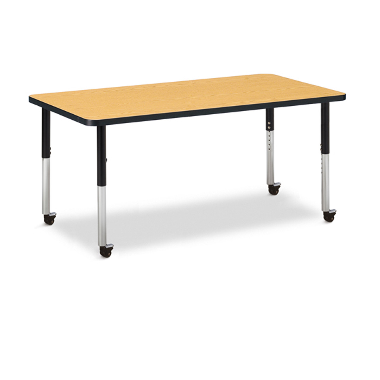 Rectangle Activity Table 60"W x 30"D, 20"31" Height Oak/Black/Black