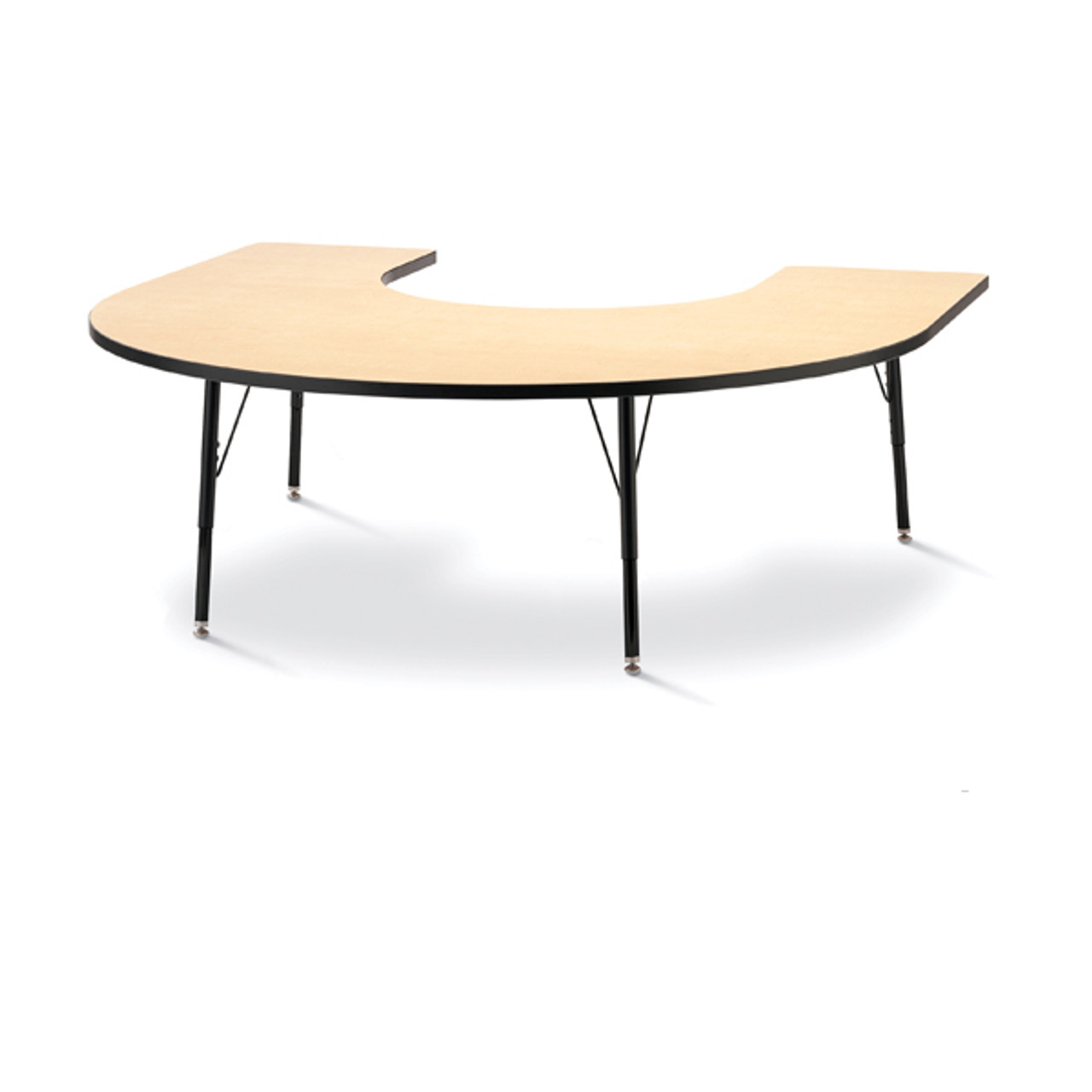 Horseshoe Activity Table 66W x 60D, 20-31 Height - Maple/Black/Black