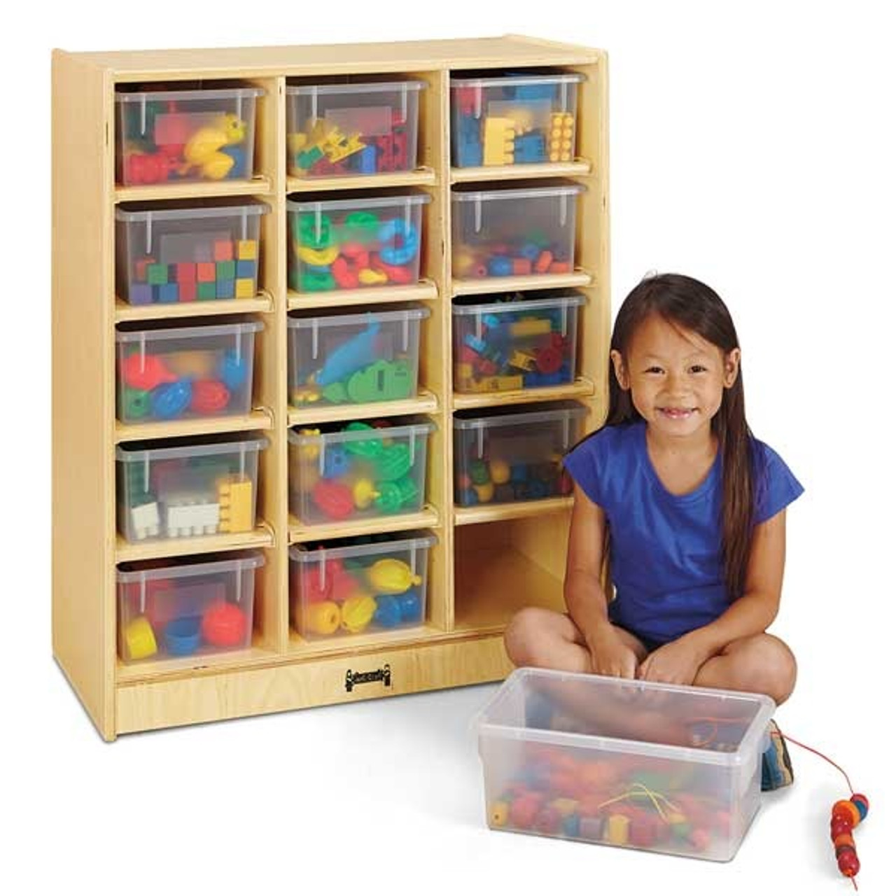 15 Cubbie-Tray Mobile Unit with Clear Trays - Shields Childcare Supplies