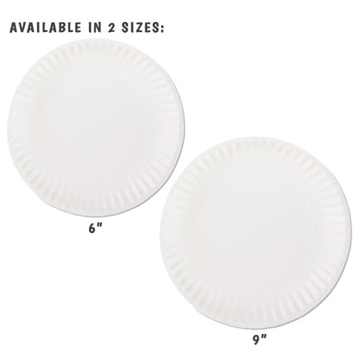 Uncoated paper plates 9 inch white green label