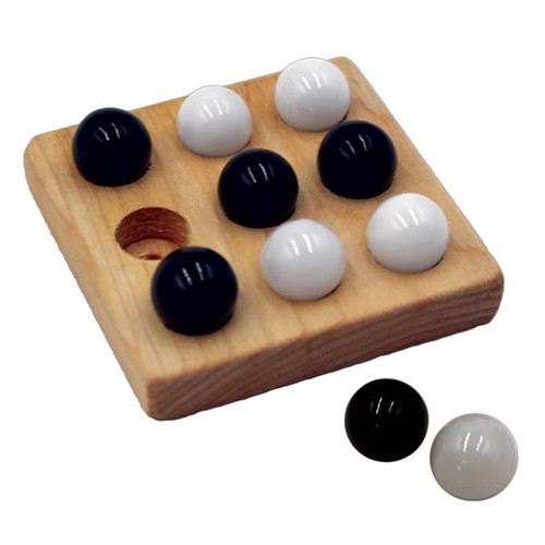 Tic Tac Toe Game Board with Glass Marbles