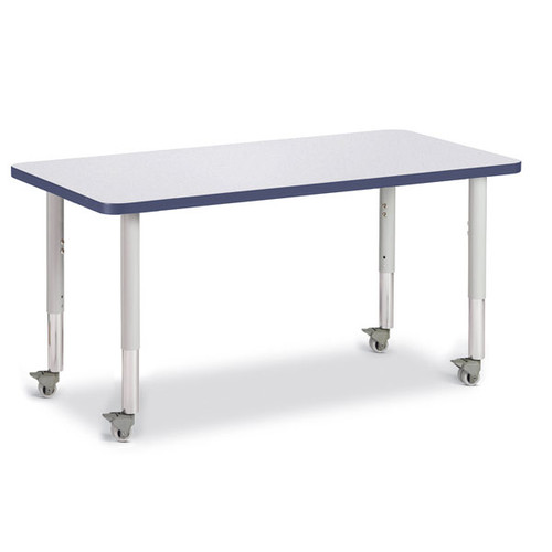 Rectangle Activity Table 48"W x 24"D, Mobile-Gray/Navy/Gray