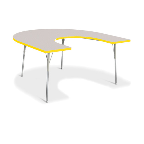 Horseshoe Activity Table 66" X 60", 24"31" Height Gray/Yellow/Gray