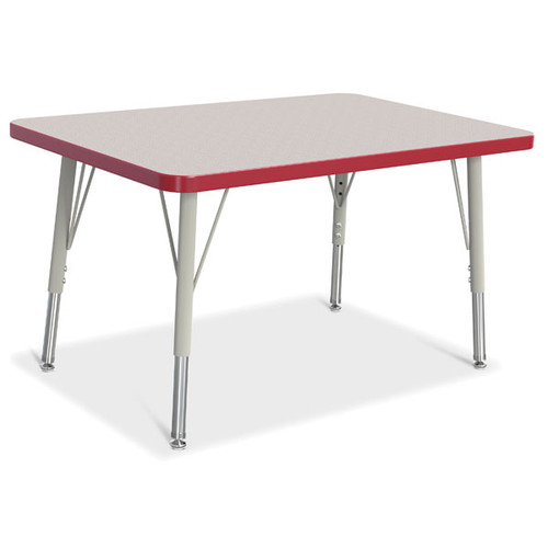 Rectangle Activity Table - 24" X 36", E-height - Gray/Red/Gray