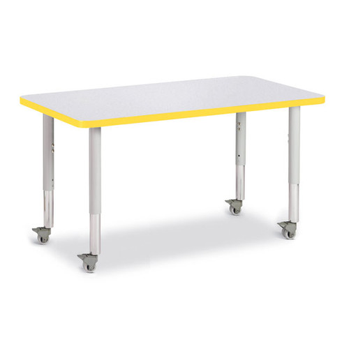Rectangle Activity Table - 24" X 36", Mobile - Gray/Yellow/Gray