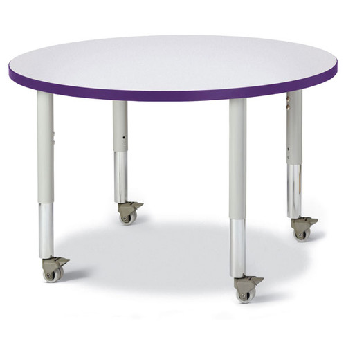 Round Activity Table - 36" Diameter, Mobile - Gray/Purple/Gray