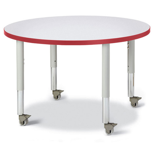 Round Activity Table - 36" Diameter, Mobile - Gray/Red/Gray