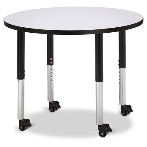 Round Activity Table - 36" Diameter, Mobile - Gray/Black/Black
