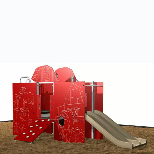 Red Barn Farm Play Structure with double slide Red Barn Farm Play Structure with double slide