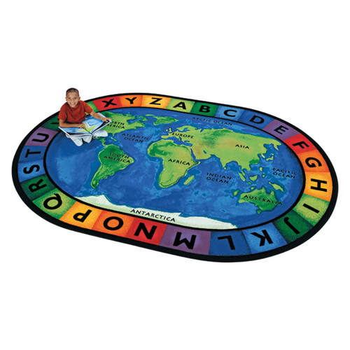 Large classroom carpet of the world