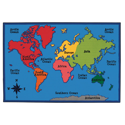 World Map Classroom Carpet