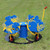 four seat infant carousel in blue and yellow