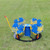 four seat infant carousel in blue and yellow