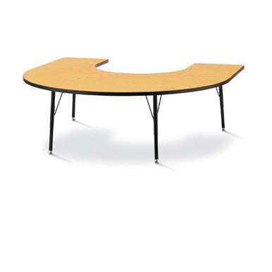 Horseshoe Activity Table 66W x 60D, 20-31 Height - Maple/Black/Black