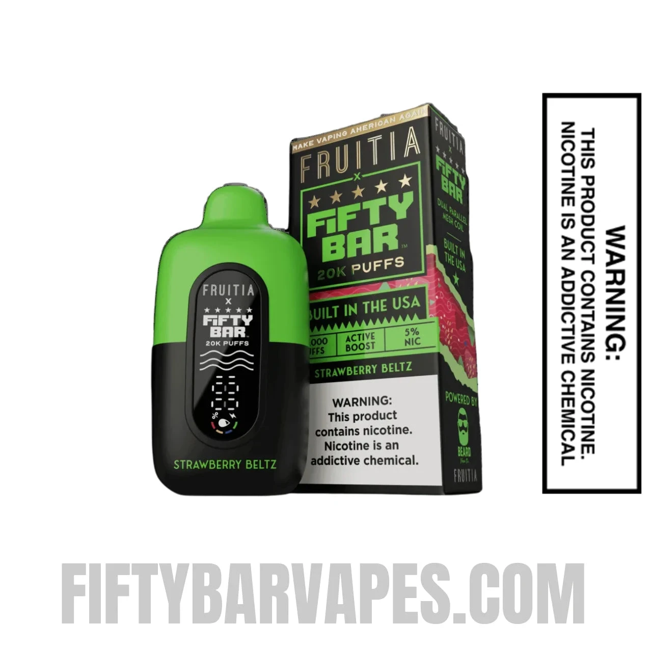 Strawberry Beltz Fruitia X Fifty Bar 20K Vape With Package Box