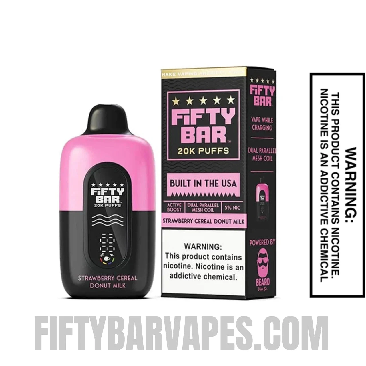 Strawberry Cereal Donut Milk Fifty Bar 20k Disposable Vape With Package Box