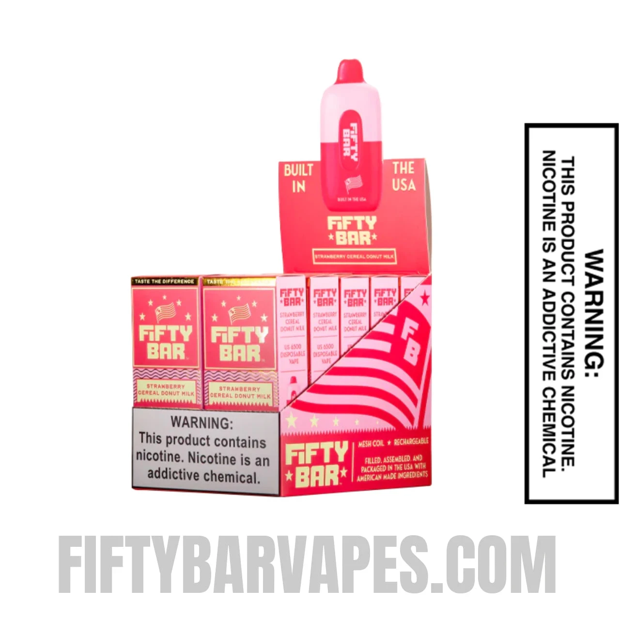 Strawberry Cereal Donut Milk Fifty Bar 20k Disposable Vape With bundle Pack