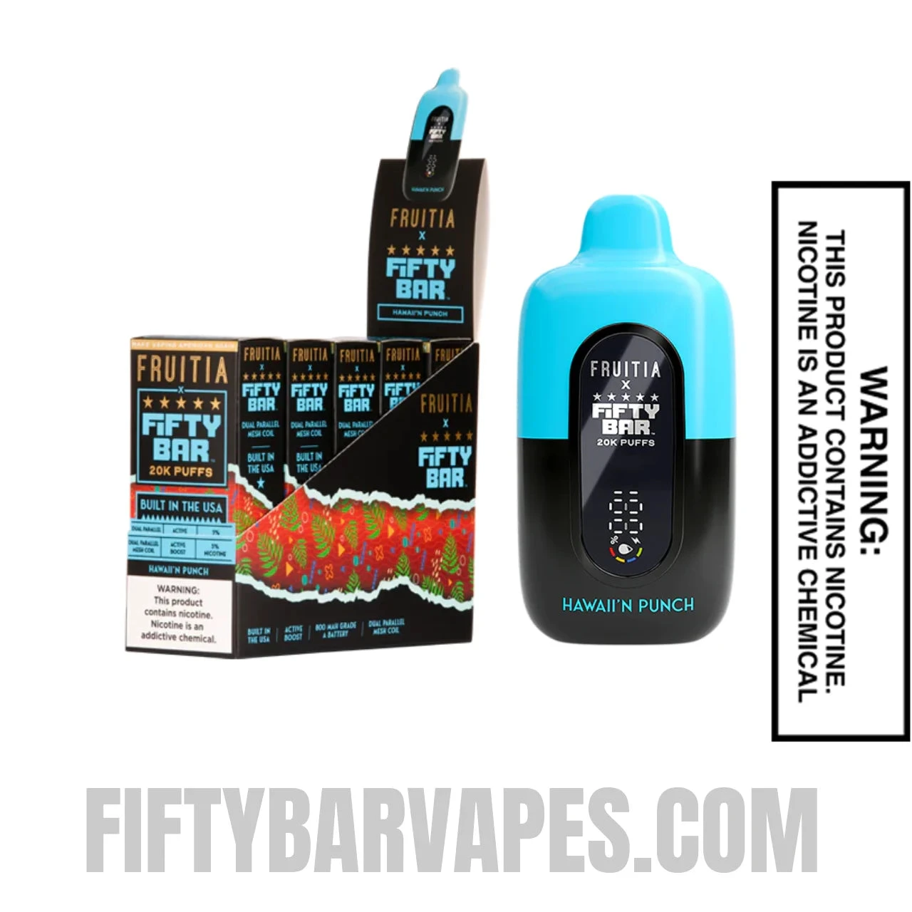 Hawaii'n Punch Fruitia X Fifty Bar 20K Vape With Bundle Pack