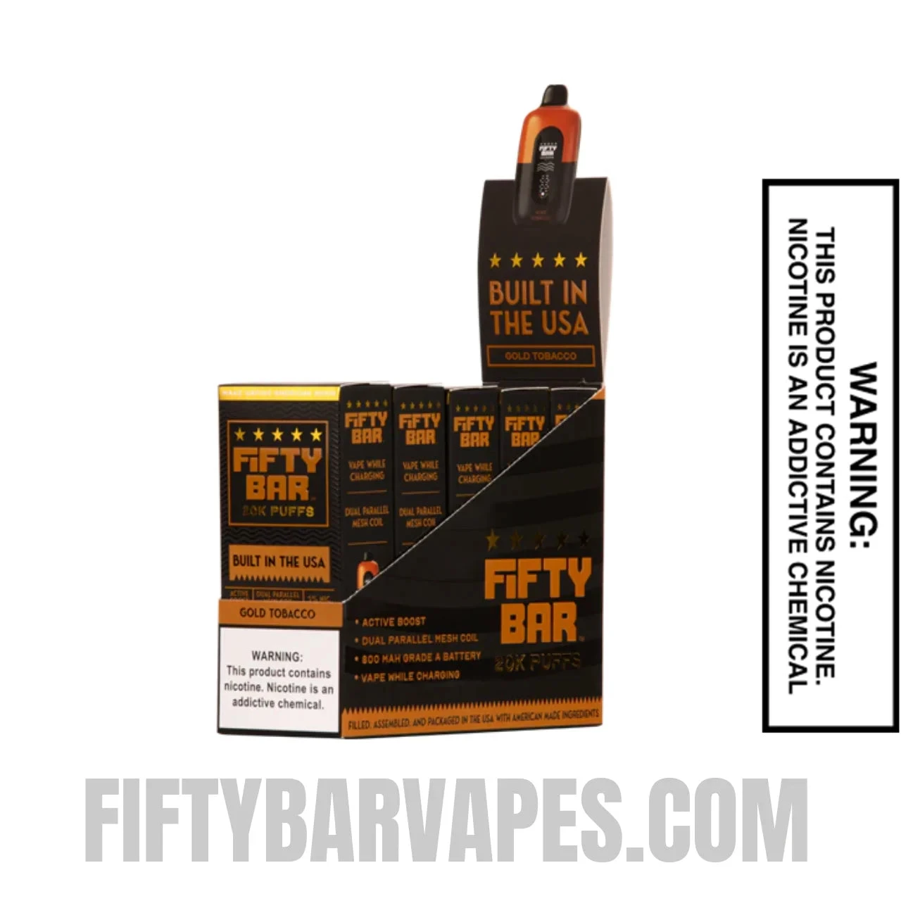 Gold Tobaccocino Fifty Bar 20k Disposable Vape With Bundle Pack