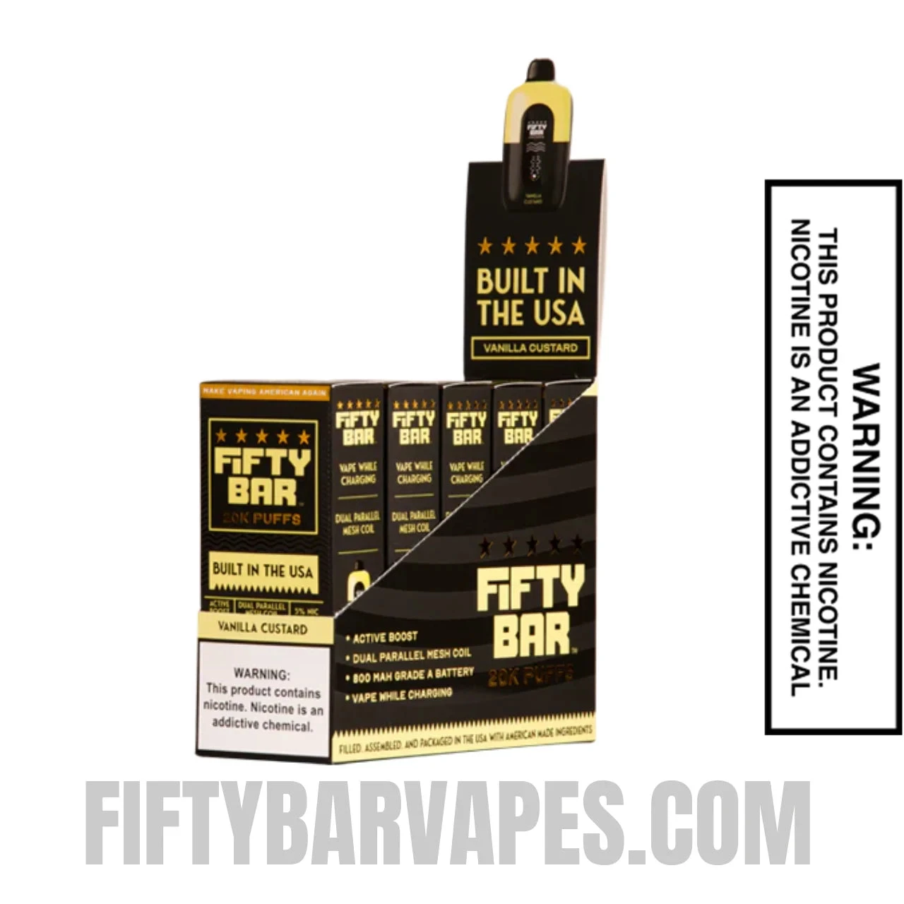Vanilla Custard Fifty Bar 20k Disposable Vape With Bundle Pack