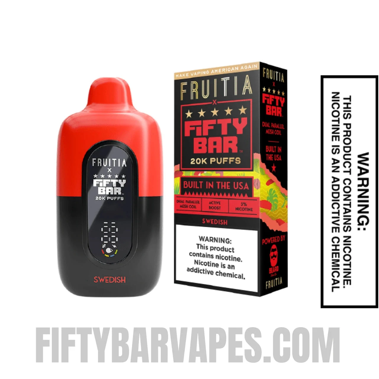 Swedish Fruitia X Fifty Bar 20K Vape Specifications