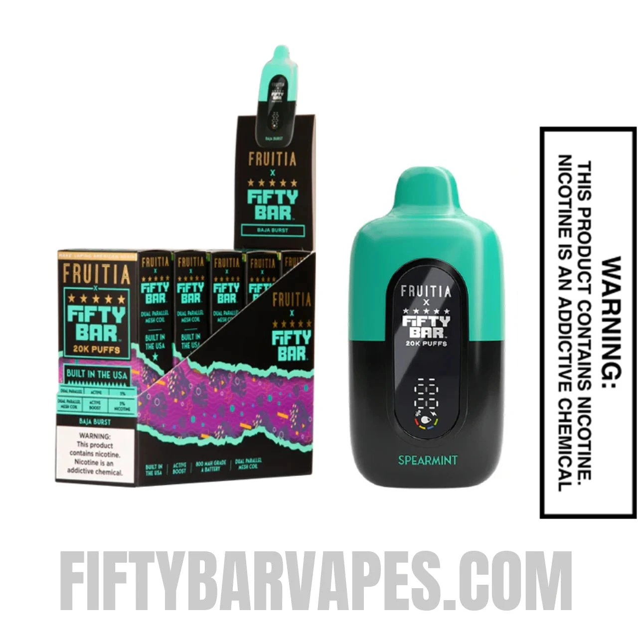 Spearmint Fruitia X Fifty Bar 20K Vape With Bundle Pack