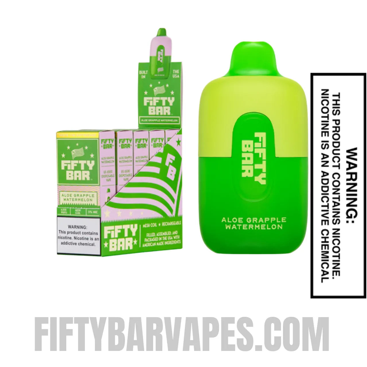 Aloe Grapple Watermelon Fifty Bar 6500 Puffs Disposable Vape with bundle pack
