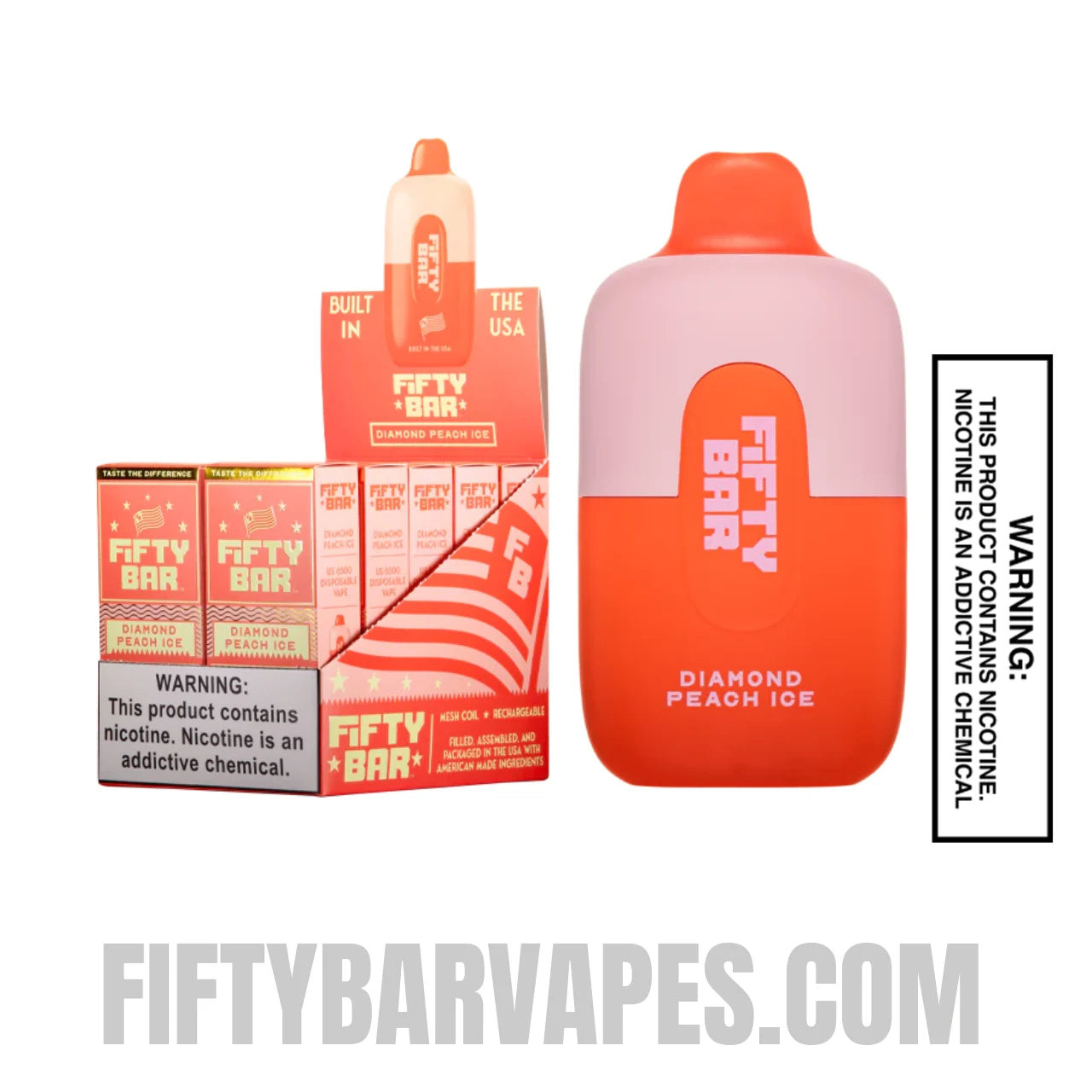 Diamond Peach Ice Fifty Bar 6500 Puffs Disposable Vape With Bundle Pack