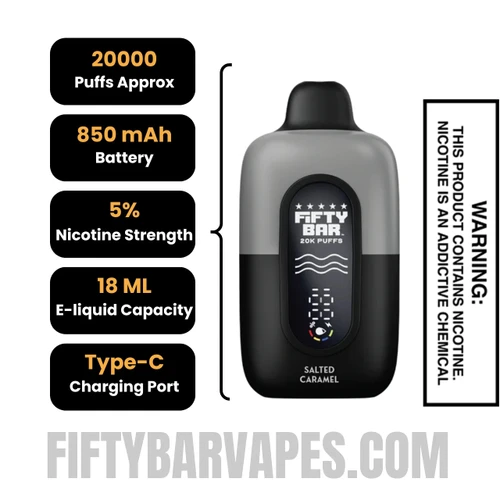 Salted Caramel Fifty Bar 20K Disposable Vape Specifications