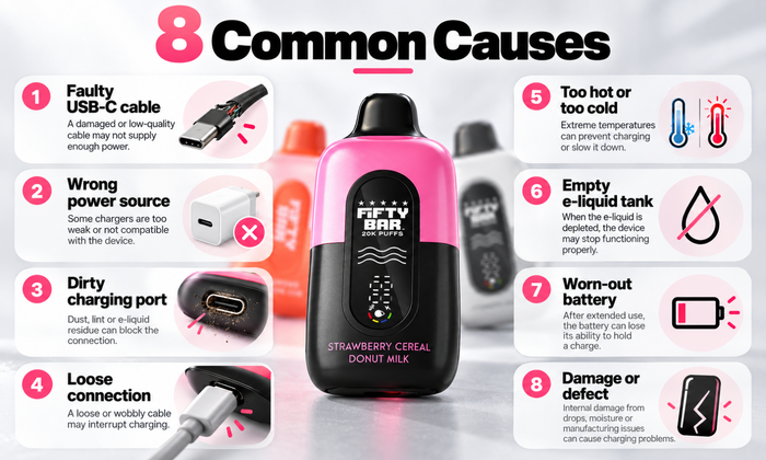 Why Is My Fifty Bar Vape Not Charging? 8 Common Causes