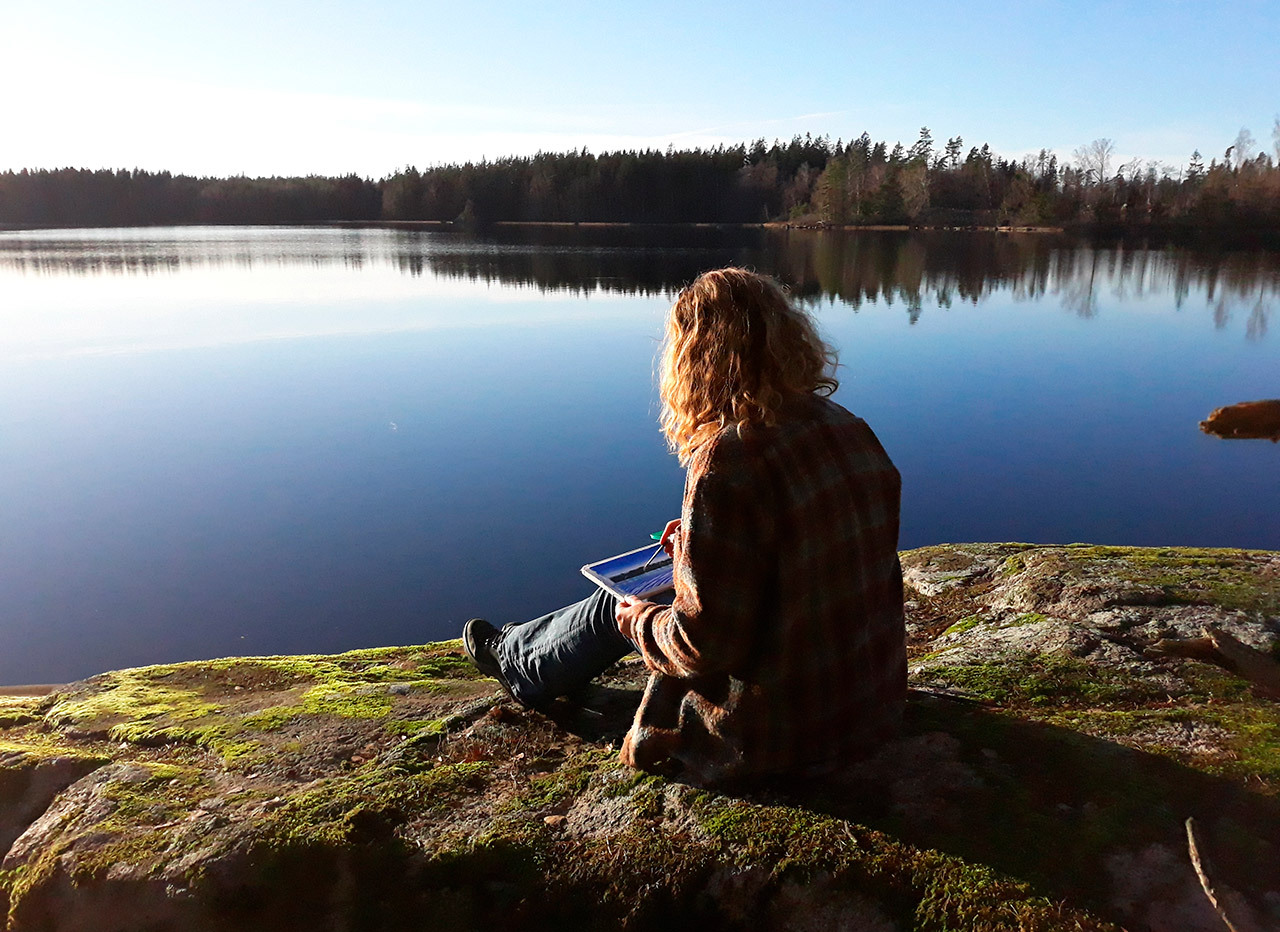 anne skole overgaard akvarel landskab