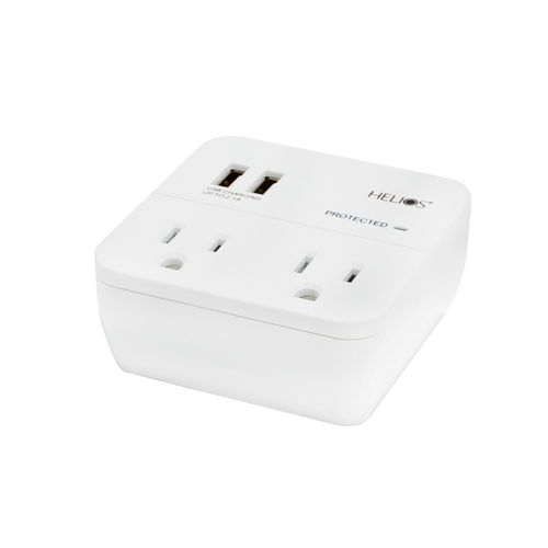 2-OUTLET 245J SURGE PROTECTOR WALL TAP WITH 2 USB 2.1A (WHITE)